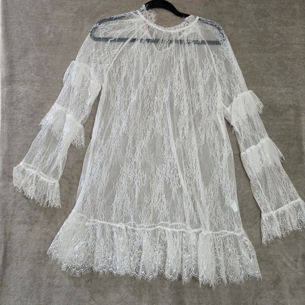 Lace Sheer Tunic Top Dress Large Boho Bridal Festival Ethereal Romantic Dainty
